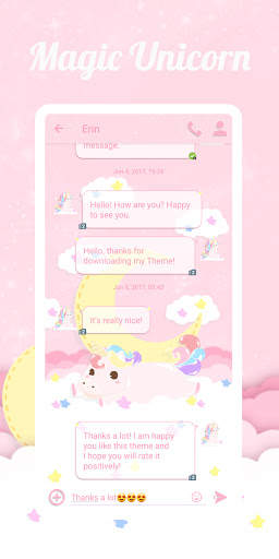 SMS Theme Unicorn Pink message screenshot 2