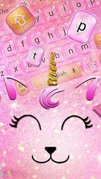 Pink Glitter Unicorn Cat Keyboard Theme screenshot 2