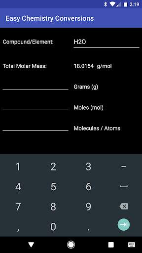 Easy Chemistry Conversions screenshot 2
