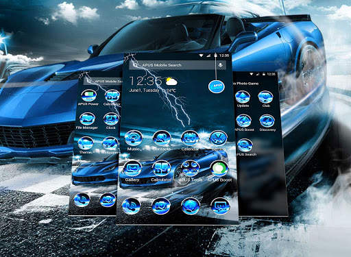 Blue Lightning Cool Car theme & wallpapers screenshot 2