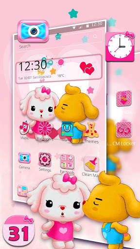 Cute Pink Cartoon Couple Theme screenshot 1
