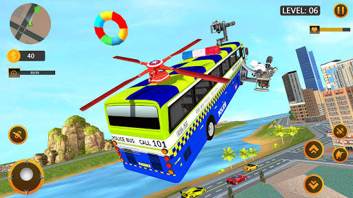 Flying police Bus Public Transport Game 2021 screenshot 10