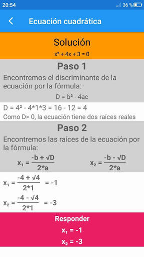 Ecuación cuadrática resolver. screenshot 2