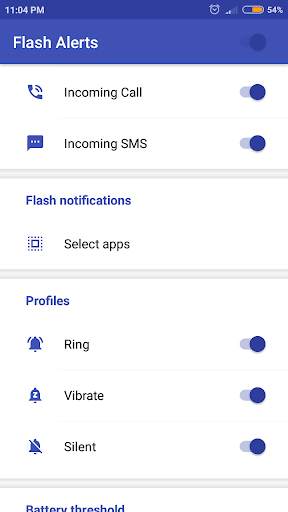 Flash alerts, Flash call - Flashlight Pro screenshot 1
