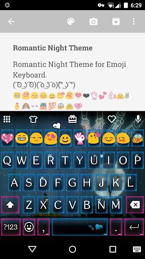 Romantic Night Emoji Keyboard screenshot 1
