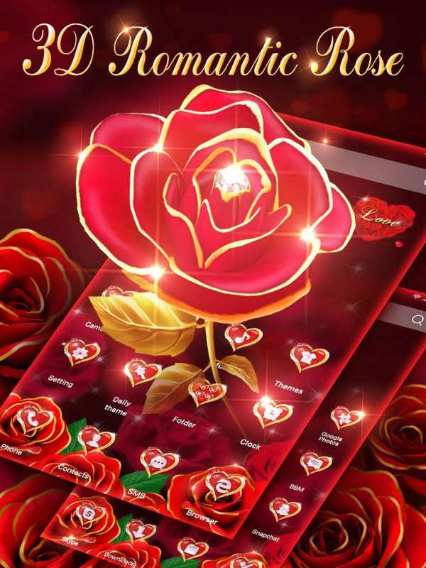 3D Gilt Red Rose Theme स्क्रीनशॉट 3