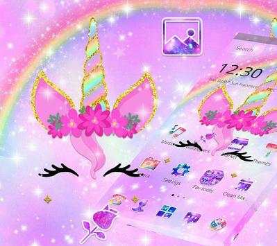 Glitter Rainbow Colorful Cartoon Unicorn Theme screenshot 2