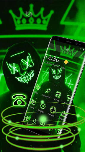 Green Neon Led Mask Anonymous Theme screenshot 4