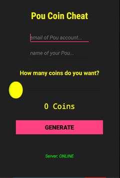 Coin Cheats for Pou Hack Prank screenshot 1