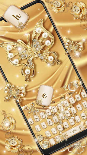 Luxurious Golden Silk Butterfly Keyboard Theme screenshot 2