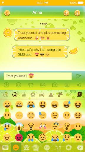 Lemon Emoji Keyboard Theme screenshot 2