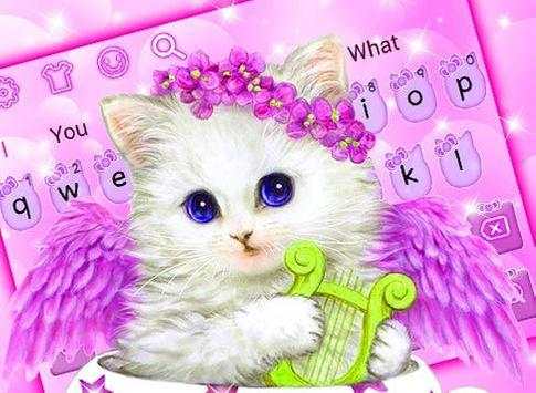 Lovely Pink Kitty Cat Keyboard Theme screenshot 5