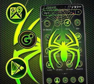Green Neon Black Spider Theme 🕷️ screenshot 3