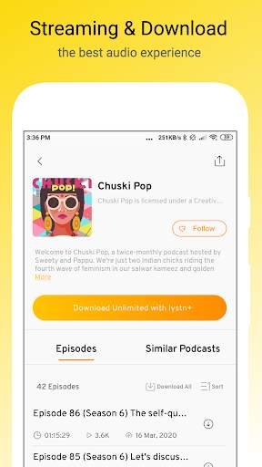 lystn: Podcast Radio FM Streamer & Offline Player 4 تصوير الشاشة