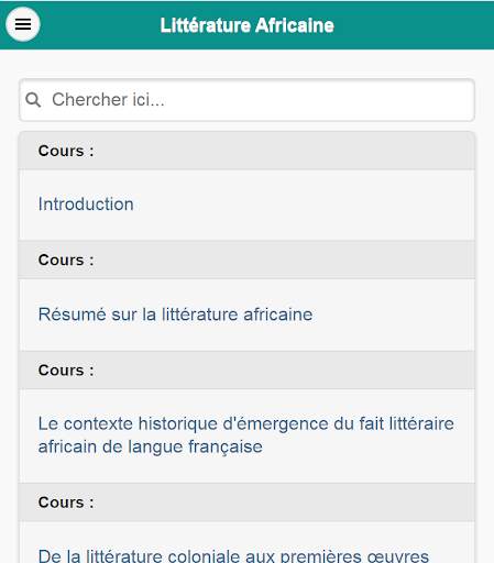 Cours de Littérature Africaine скриншот 1