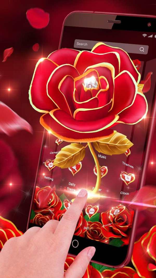 3D Gilt Red Rose Theme स्क्रीनशॉट 2