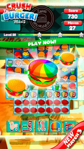 Crush The Burger ! Deluxe Match 3 Game screenshot 4