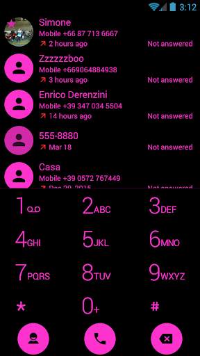 Dialer Flat Black Pink Theme screenshot 1