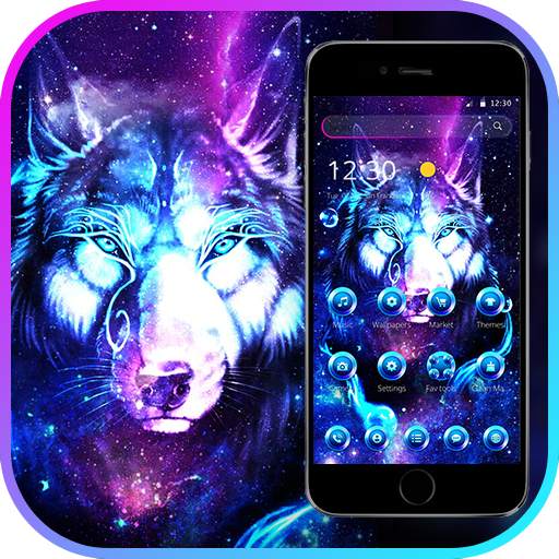 Neon Glitter Galaxy Wolf Launcher Theme 1.1.3