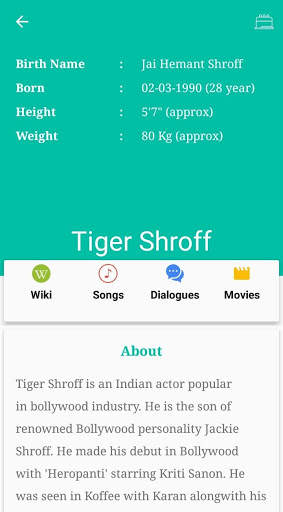 Tiger Shroff Songs Lyrics screenshot 2