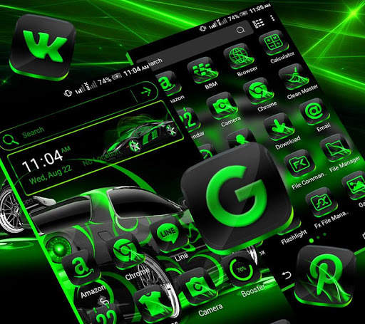 Neon Green Car Launcher Theme screenshot 4
