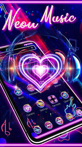 Neon Music Love Heart Theme screenshot 1