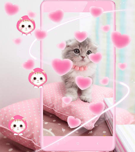 Pink Cute Kitty Cat Theme screenshot 1