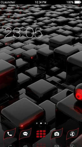 Tema Keren kubus 3D Hitam HD screenshot 1