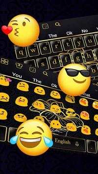 Gold Flowers Black Keyboard screenshot 3