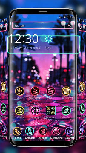 Neon Shiny Street Night Theme🌃 screenshot 1