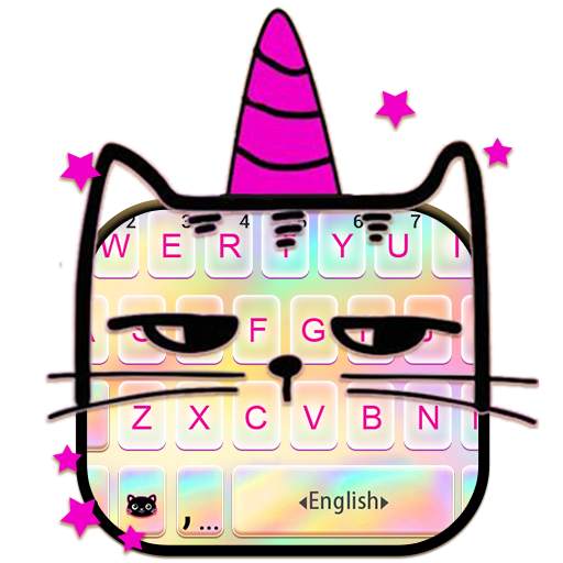 Holographic Unicorn Cat Keyboard Theme 1.0