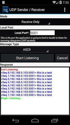 UDP Sender / Receiver screenshot 2