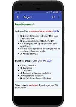 Top 100 Pharmacology Mnemonics 5 تصوير الشاشة