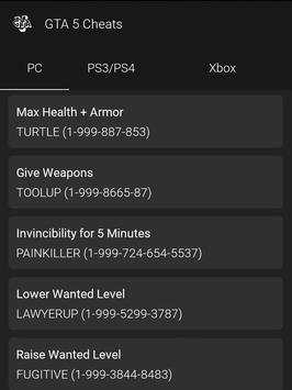 All Cheats fot GTA V FREE screenshot 2