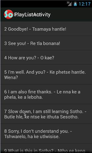 Sotho Phrases language tutor screenshot 2