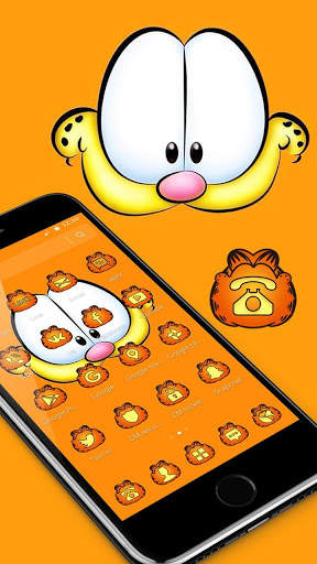 Orange Cartoon Cute Lazy Cat Theme screenshot 4