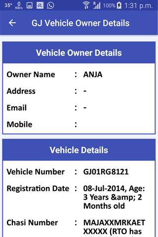 GJ Vehicle Owner Details screenshot 2