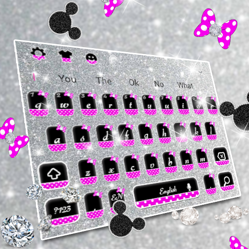 Shiny Silver Glitter Bow Keyboard theme icon