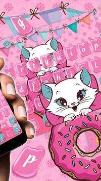 Cute Pink Donut Cat Keyboard Theme screenshot 2