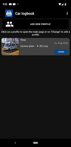 Car logbook App screenshot 1