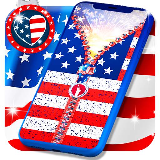 USA flag zipper lock screen 7.2