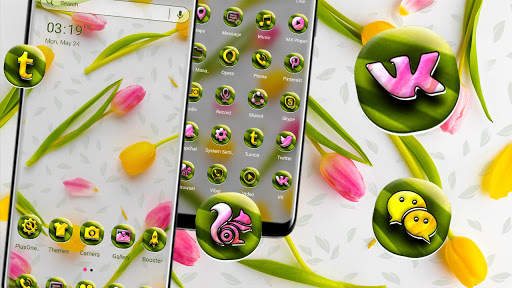 Yellow Pink Tulips Launcher Theme screenshot 1