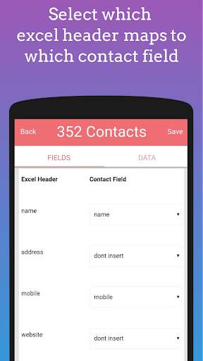 Excel 2 Contact import xlsx screenshot 2