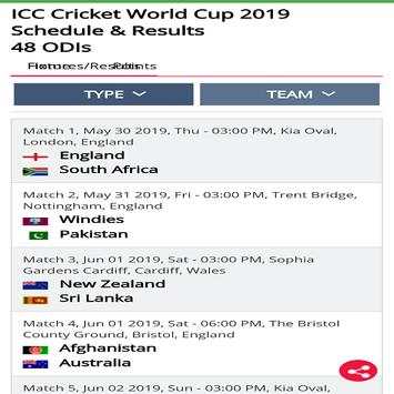 ICC Cricket World CUP 2019 Live screenshot 3