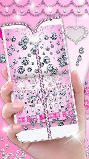 Pink Diamond Zipper Keyboard Theme screenshot 1
