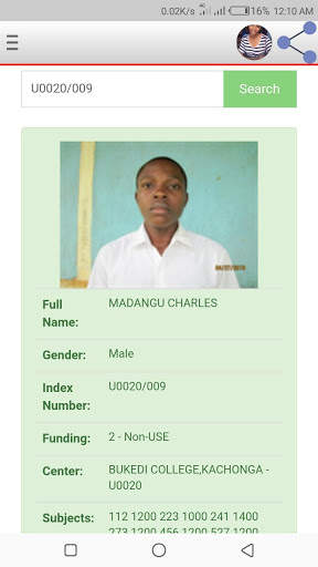 Uneb results status 2020 screenshot 1