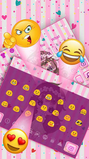 Pink Kawaii Floral Girl Keyboard Theme screenshot 3
