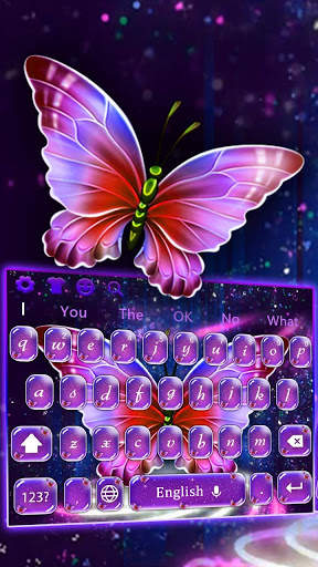 Purple Crystal Butterfly Keyboard Theme screenshot 1