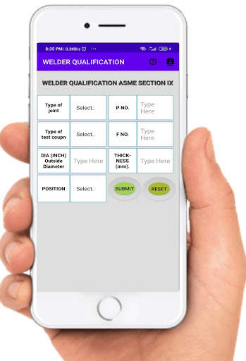 ASME SECTION IX WELDER QUALIFICATION APPLICATION скриншот 1
