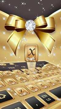 Silver Diamond Gold Ribbon Keyboard Theme screenshot 1